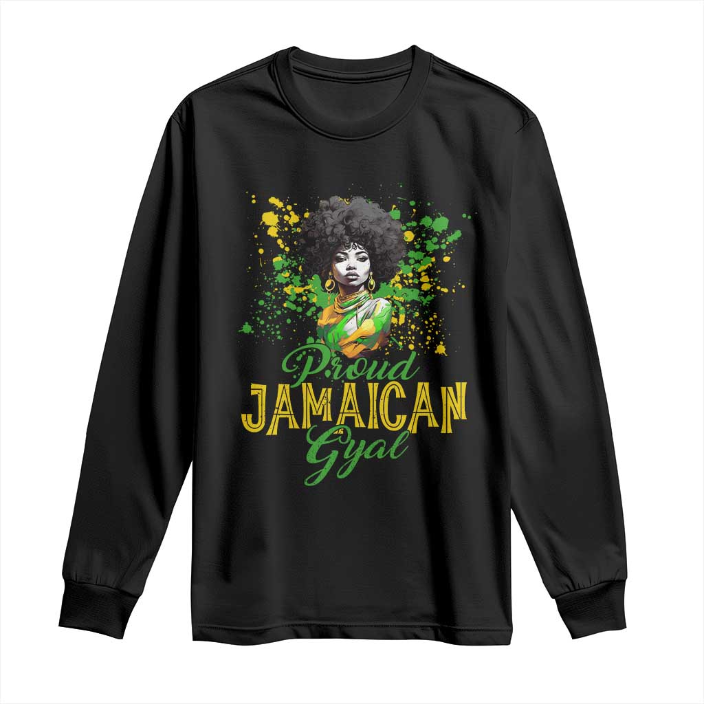 Proud Jamaican Gyal Long Sleeve Shirt Afro Black Girls Jamaica Flag TS11 Black Print Your Wear