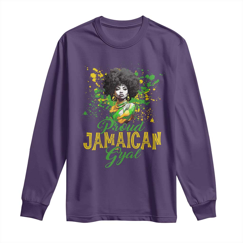 Proud Jamaican Gyal Long Sleeve Shirt Afro Black Girls Jamaica Flag TS11 Purple Print Your Wear