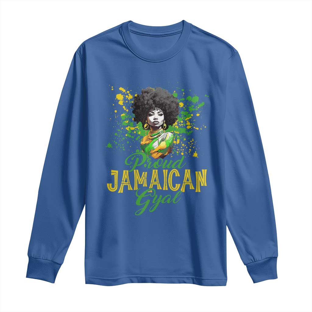 Proud Jamaican Gyal Long Sleeve Shirt Afro Black Girls Jamaica Flag TS11 Royal Blue Print Your Wear