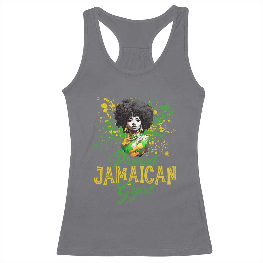 Proud Jamaican Gyal Racerback Tank Top Afro Black Girls Jamaica Flag TS11 Charcoal Print Your Wear
