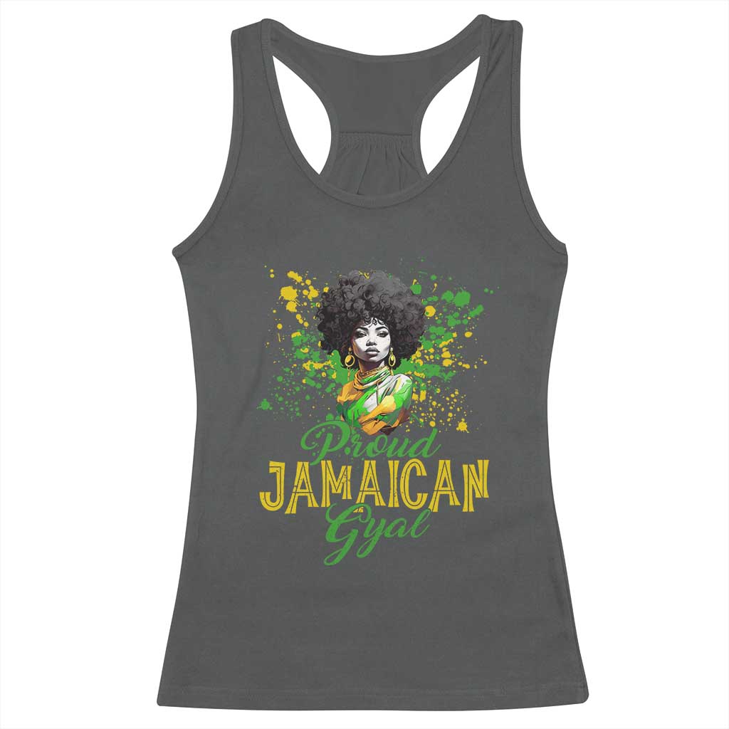 Proud Jamaican Gyal Racerback Tank Top Afro Black Girls Jamaica Flag TS11 Dark Heather Print Your Wear