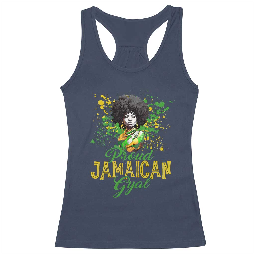 Proud Jamaican Gyal Racerback Tank Top Afro Black Girls Jamaica Flag TS11 Navy Print Your Wear