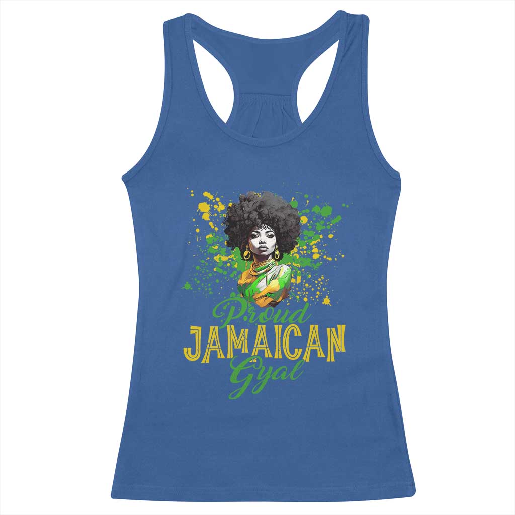 Proud Jamaican Gyal Racerback Tank Top Afro Black Girls Jamaica Flag TS11 Royal Blue Print Your Wear