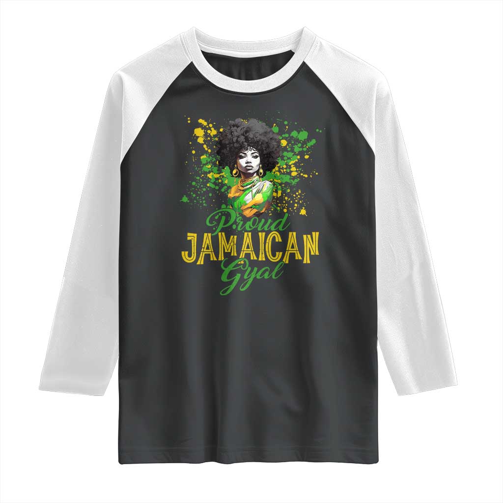 Proud Jamaican Gyal Raglan Shirt Afro Black Girls Jamaica Flag TS11 Black White Print Your Wear