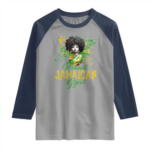 Proud Jamaican Gyal Raglan Shirt Afro Black Girls Jamaica Flag TS11 Sport Gray Navy Print Your Wear