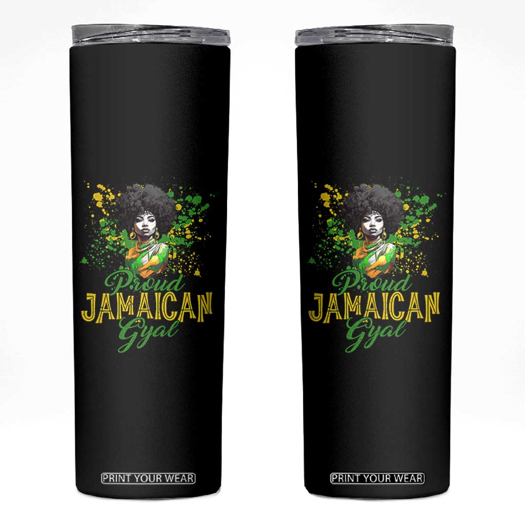 Proud Jamaican Gyal Skinny Tumbler Afro Black Girls Jamaica Flag TS11 Black Print Your Wear