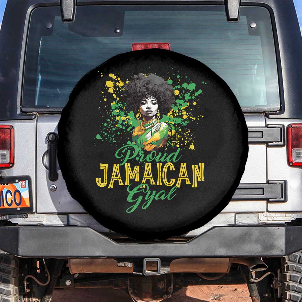 Proud Jamaican Gyal Spare Tire Cover Afro Black Girls Jamaica Flag TS11 No hole Black Print Your Wear