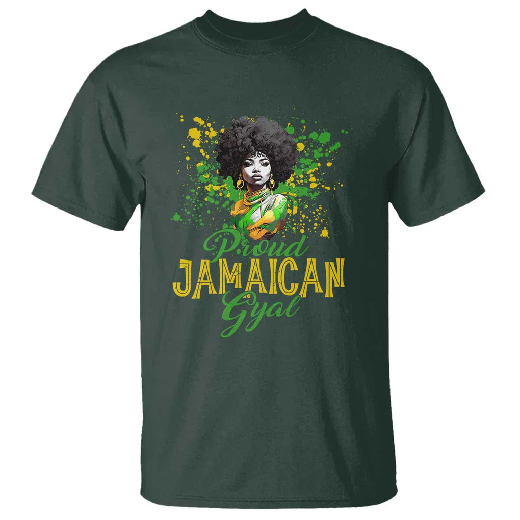 Proud Jamaican Gyal T Shirt Afro Black Girls Jamaica Flag TS11 Dark Forest Green Print Your Wear