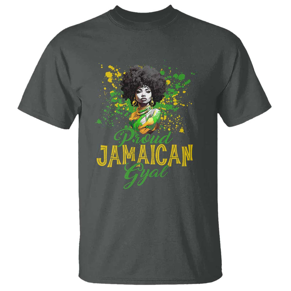 Proud Jamaican Gyal T Shirt Afro Black Girls Jamaica Flag TS11 Dark Heather Print Your Wear