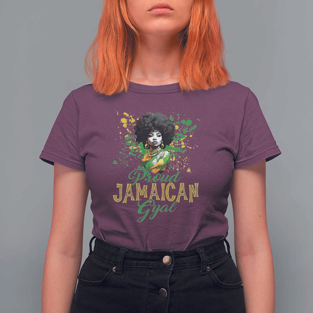 Proud Jamaican Gyal T Shirt For Women Afro Black Girls Jamaica Flag TS11 Maroon Print Your Wear
