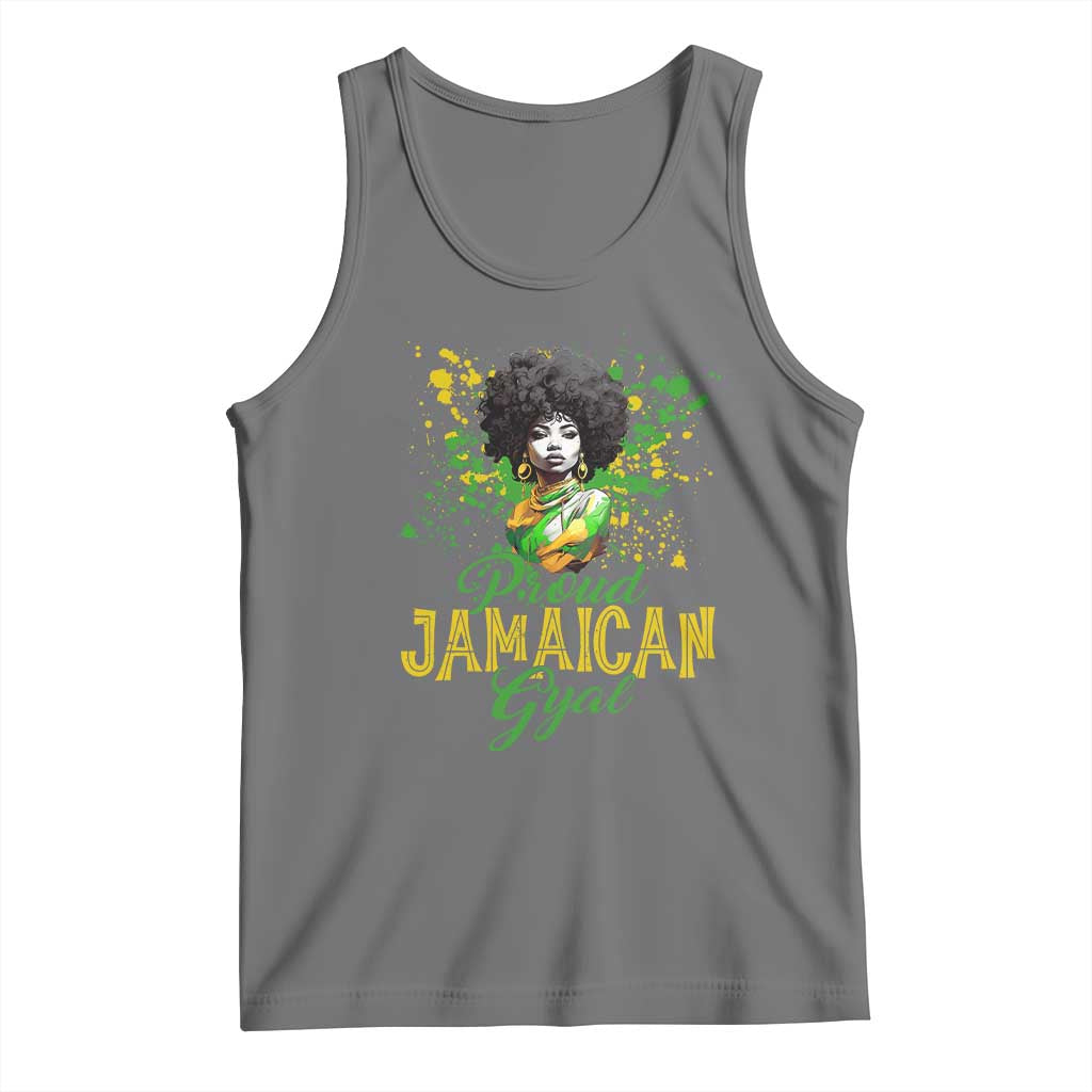 Proud Jamaican Gyal Tank Top Afro Black Girls Jamaica Flag TS11 Black Heather Print Your Wear