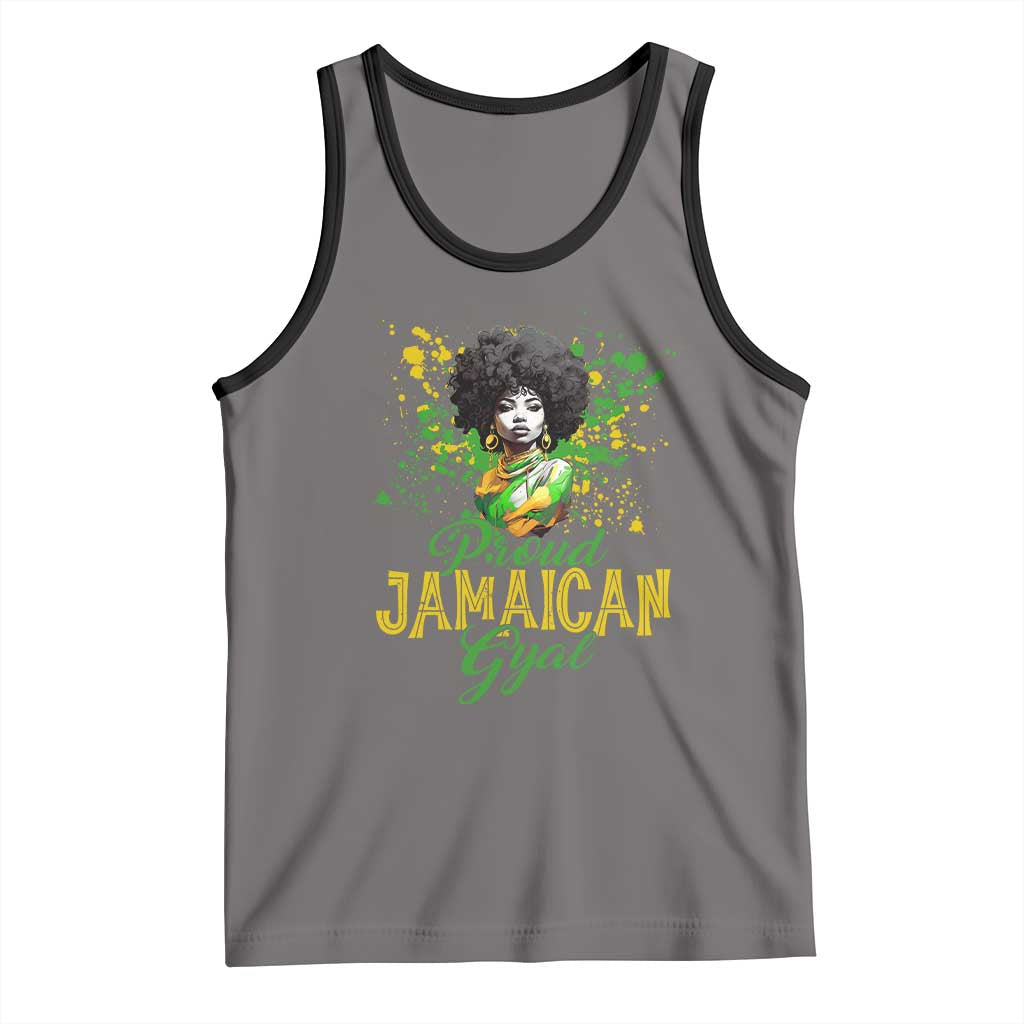Proud Jamaican Gyal Tank Top Afro Black Girls Jamaica Flag TS11 Deep Heather Black Print Your Wear