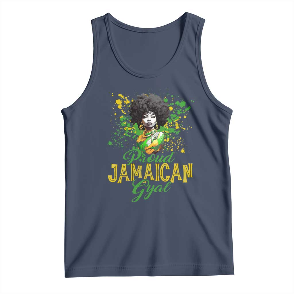 Proud Jamaican Gyal Tank Top Afro Black Girls Jamaica Flag TS11 Navy Print Your Wear