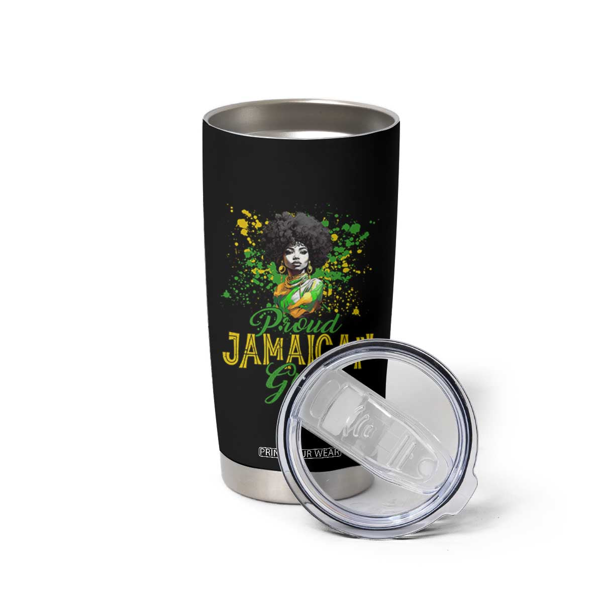 Proud Jamaican Gyal Tumbler Cup Afro Black Girls Jamaica Flag TS11 Print Your Wear