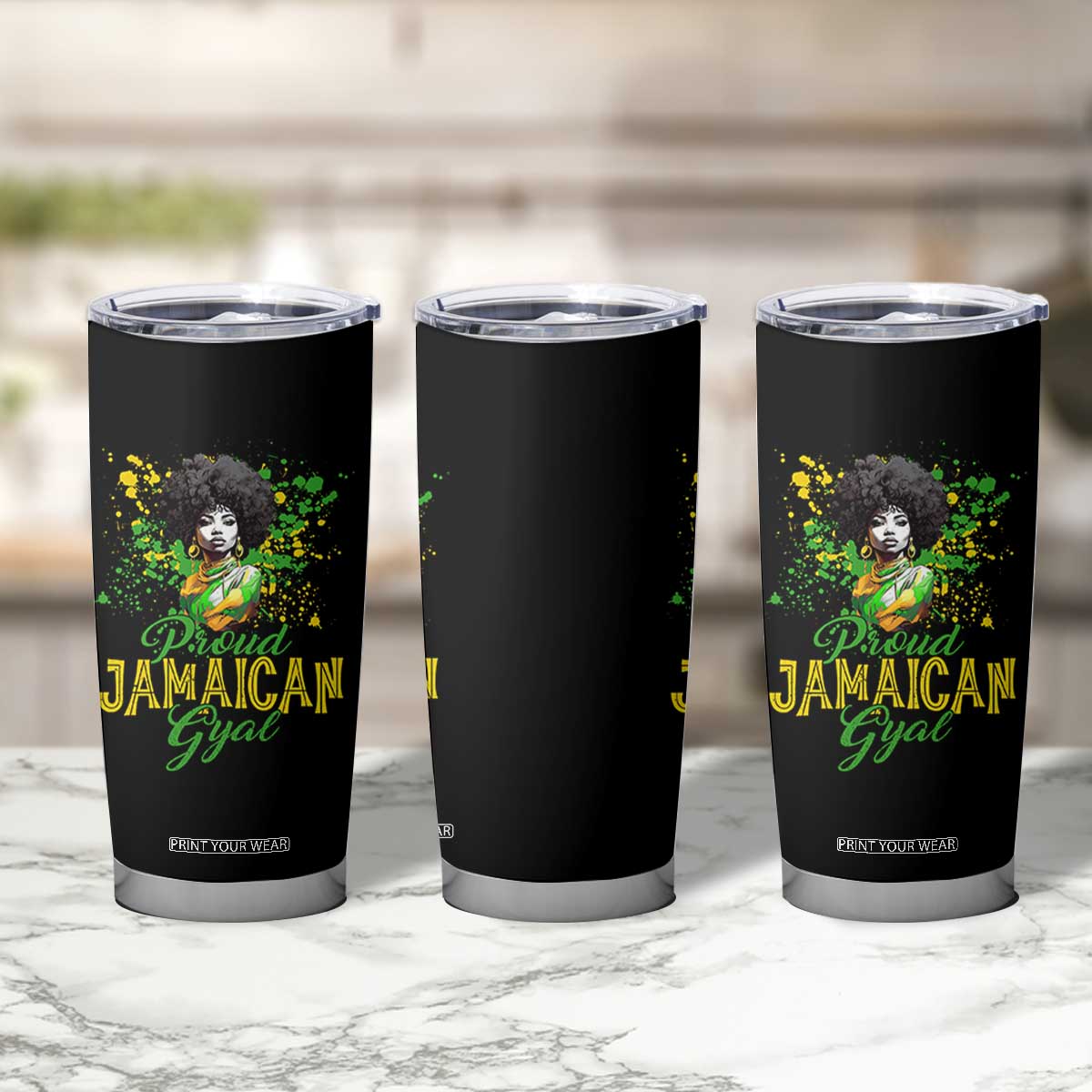 Proud Jamaican Gyal Tumbler Cup Afro Black Girls Jamaica Flag TS11 Print Your Wear