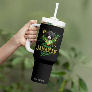 Proud Jamaican Gyal Tumbler With Handle Afro Black Girls Jamaica Flag TS11 Print Your Wear