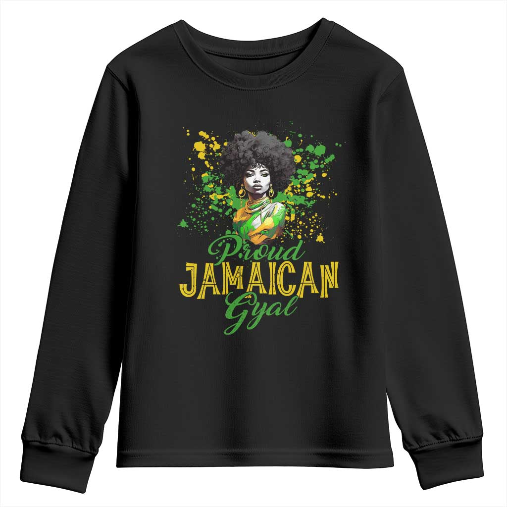 Proud Jamaican Gyal Youth Sweatshirt Afro Black Girls Jamaica Flag TS11 Black Print Your Wear