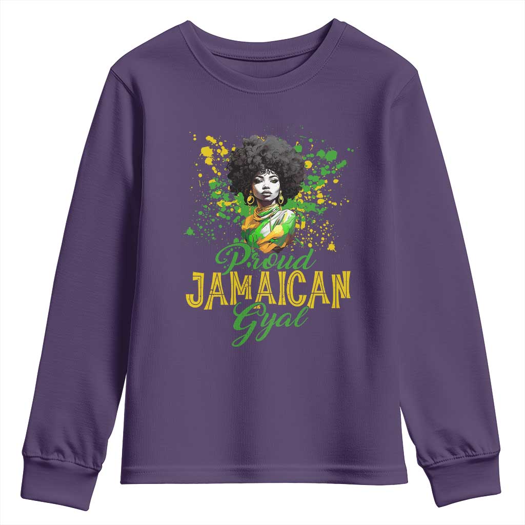 Proud Jamaican Gyal Youth Sweatshirt Afro Black Girls Jamaica Flag TS11 Purple Print Your Wear