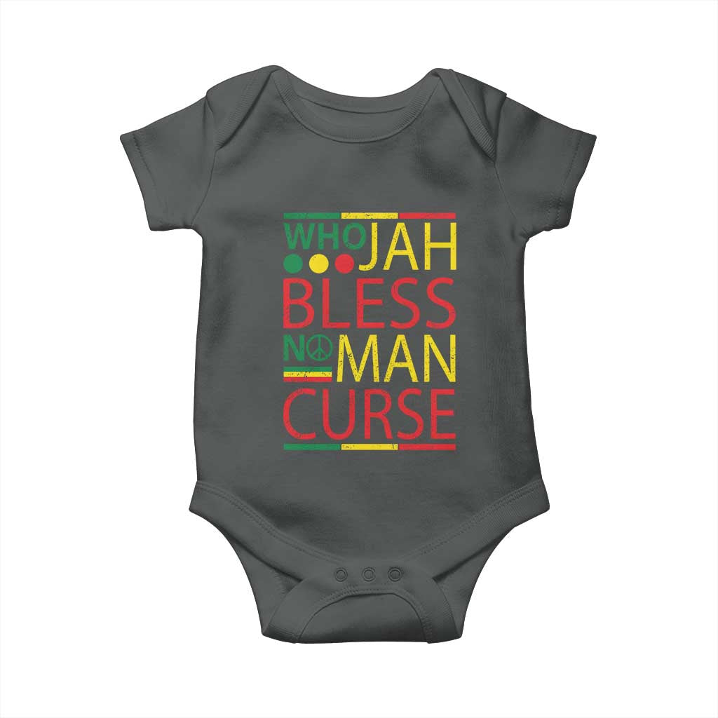 Who Jah Bless No Man Curse Baby Onesie Jamaica Flag Rasta Reggae Roots TS11 Dark Heather Print Your Wear