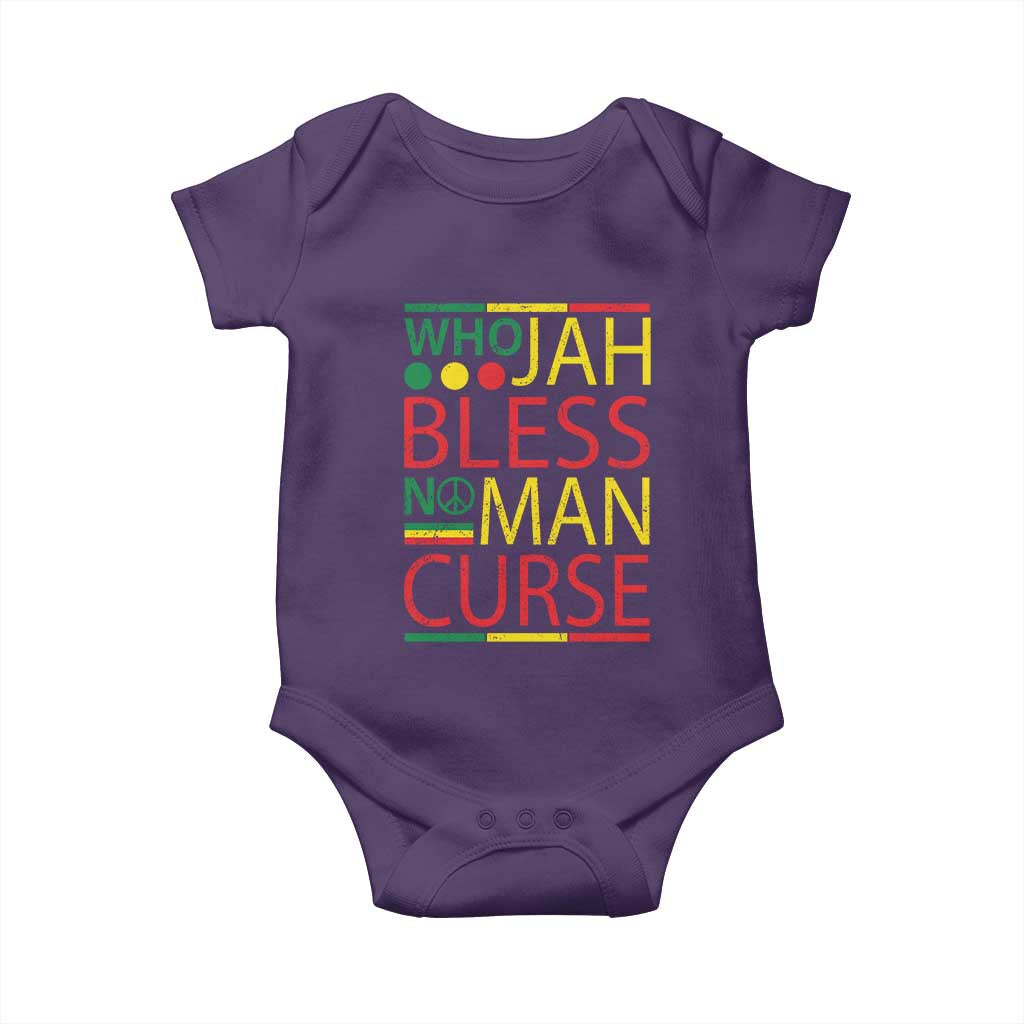 Who Jah Bless No Man Curse Baby Onesie Jamaica Flag Rasta Reggae Roots TS11 Purple Print Your Wear