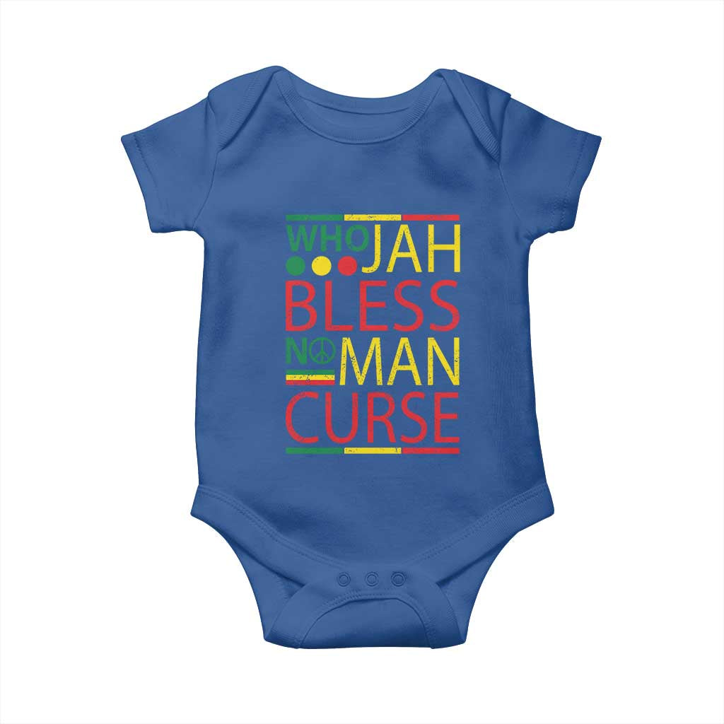 Who Jah Bless No Man Curse Baby Onesie Jamaica Flag Rasta Reggae Roots TS11 Royal Blue Print Your Wear