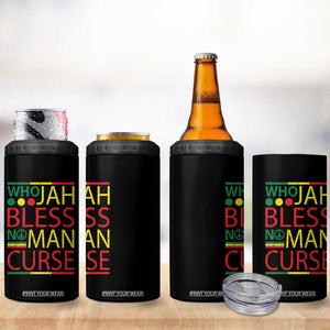 Who Jah Bless No Man Curse 4 in 1 Can Cooler Tumbler Jamaica Flag Rasta Reggae Roots TS11 Print Your Wear