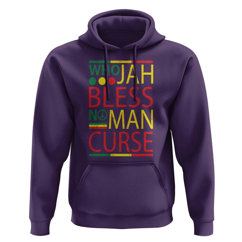 Who Jah Bless No Man Curse Hoodie Jamaica Flag Rasta Reggae Roots TS11 Purple Print Your Wear