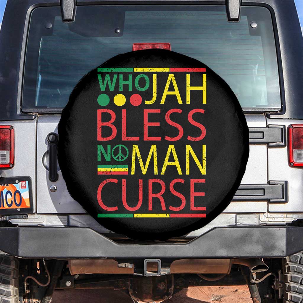 Who Jah Bless No Man Curse Spare Tire Cover Jamaica Flag Rasta Reggae Roots TS11 No hole Black Print Your Wear