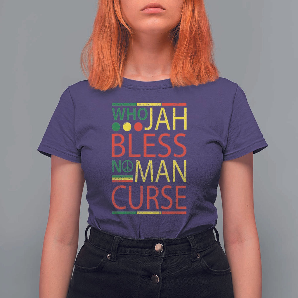 Who Jah Bless No Man Curse T Shirt For Women Jamaica Flag Rasta Reggae Roots TS11 Purple Print Your Wear