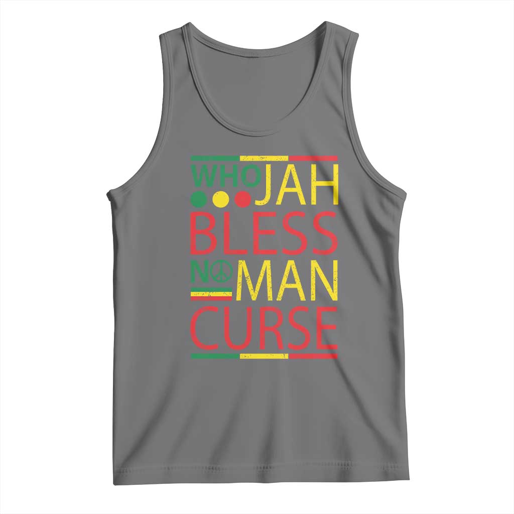 Who Jah Bless No Man Curse Tank Top Jamaica Flag Rasta Reggae Roots TS11 Black Heather Print Your Wear