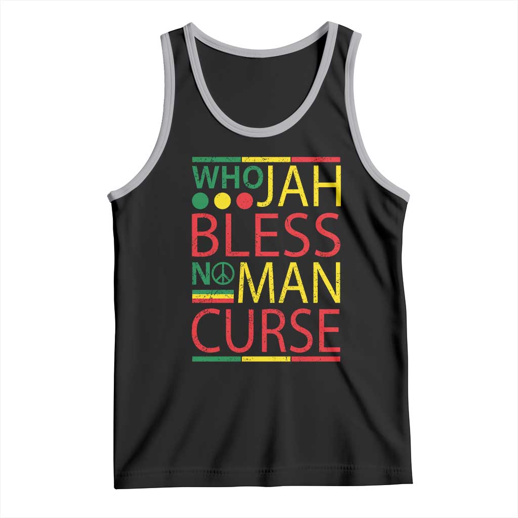 Who Jah Bless No Man Curse Tank Top Jamaica Flag Rasta Reggae Roots TS11 Black Athletic Heather Print Your Wear