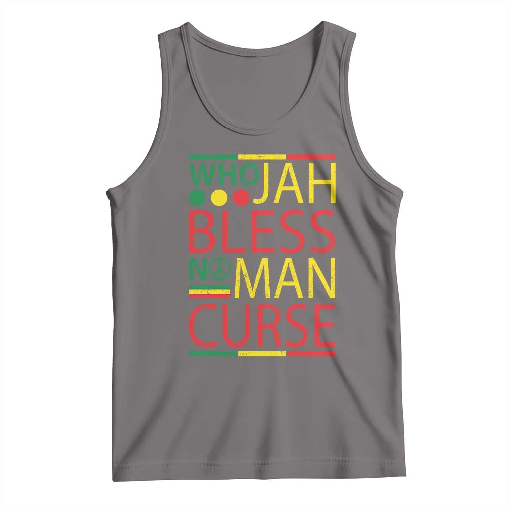 Who Jah Bless No Man Curse Tank Top Jamaica Flag Rasta Reggae Roots TS11 Deep Heather Print Your Wear
