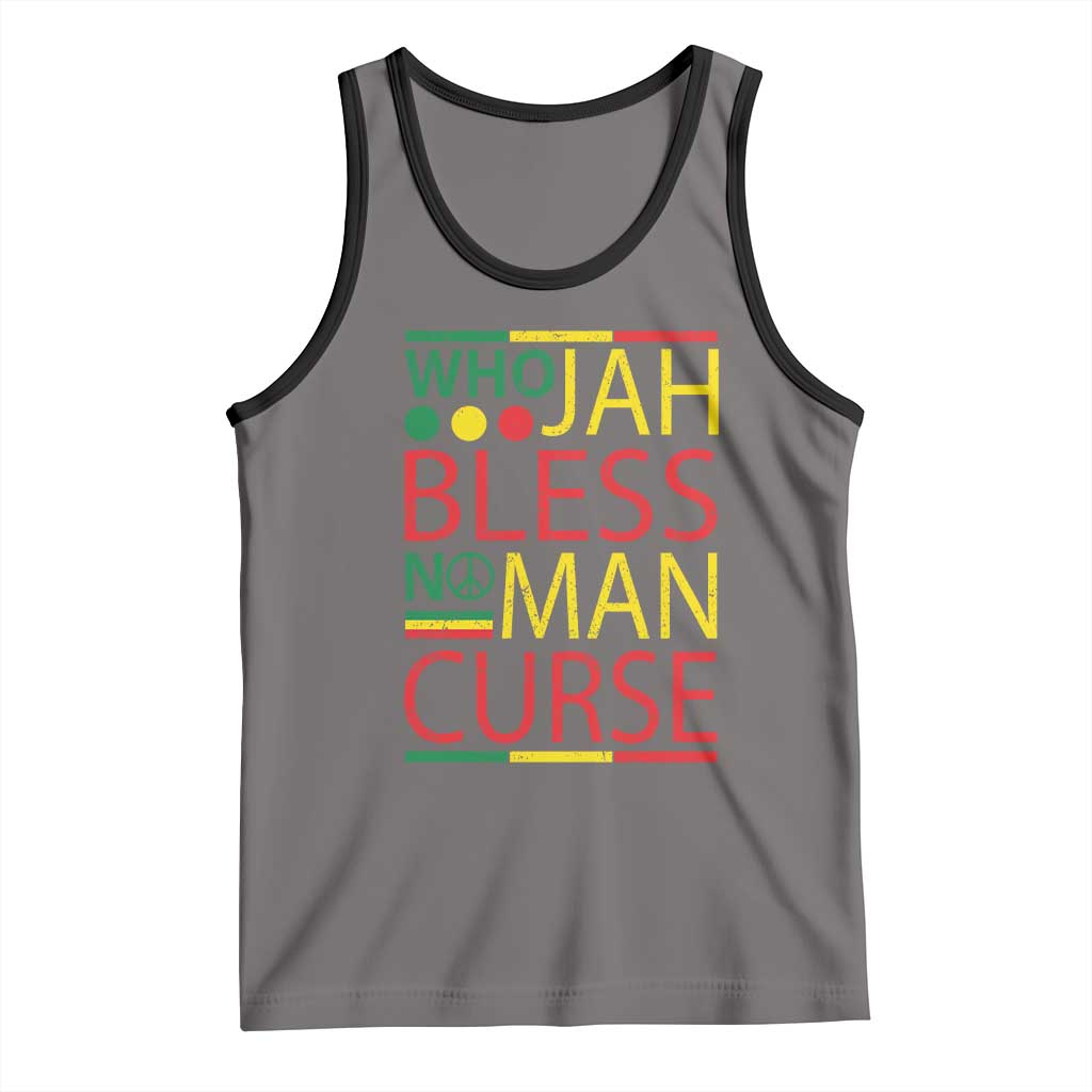 Who Jah Bless No Man Curse Tank Top Jamaica Flag Rasta Reggae Roots TS11 Deep Heather Black Print Your Wear