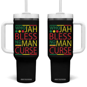 Who Jah Bless No Man Curse Tumbler With Handle Jamaica Flag Rasta Reggae Roots TS11 One Size: 40 oz Black Print Your Wear