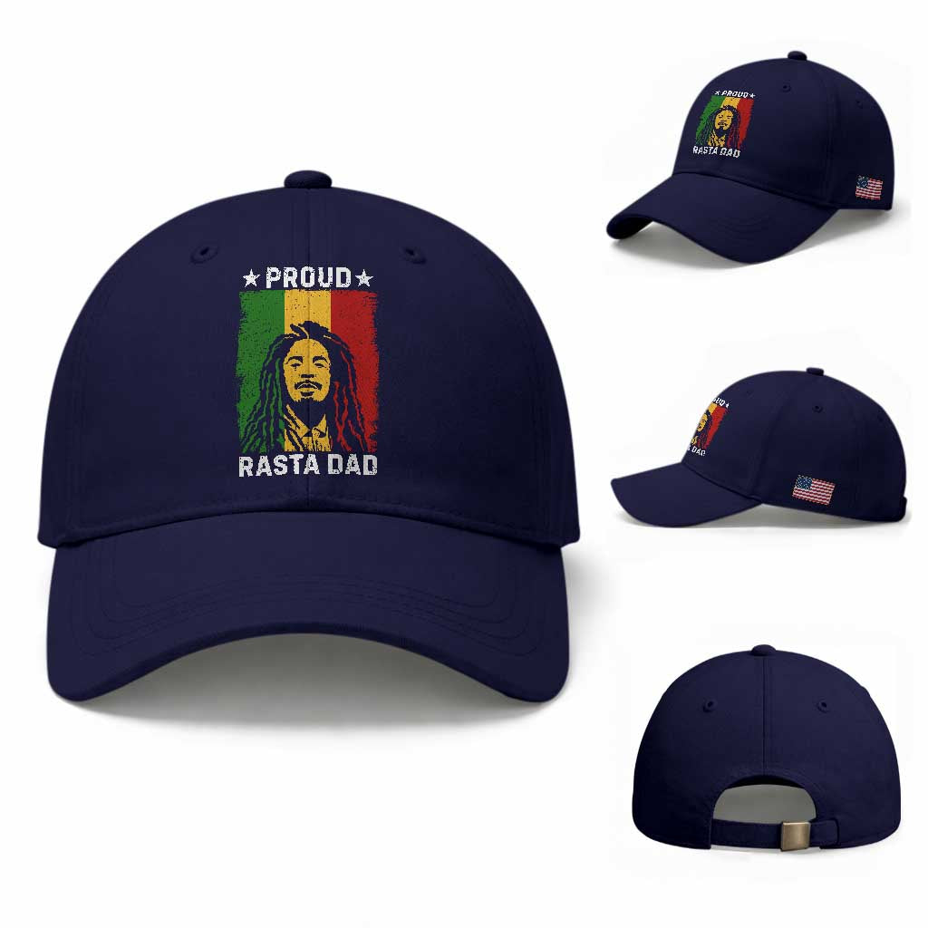 Proud Rasta Dad Baseball Cap Rastafarian Jamaica Father's Day TS11 Baseball Cap Universal Fit Dark Blue Print Your Wear