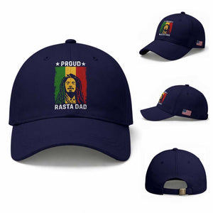 Proud Rasta Dad Baseball Cap Rastafarian Jamaica Father's Day TS11 Baseball Cap Universal Fit Dark Blue Print Your Wear
