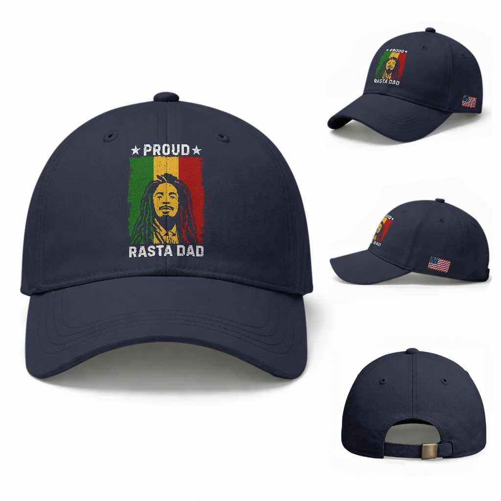 Proud Rasta Dad Baseball Cap Rastafarian Jamaica Father's Day TS11 Baseball Cap Universal Fit Navy Print Your Wear