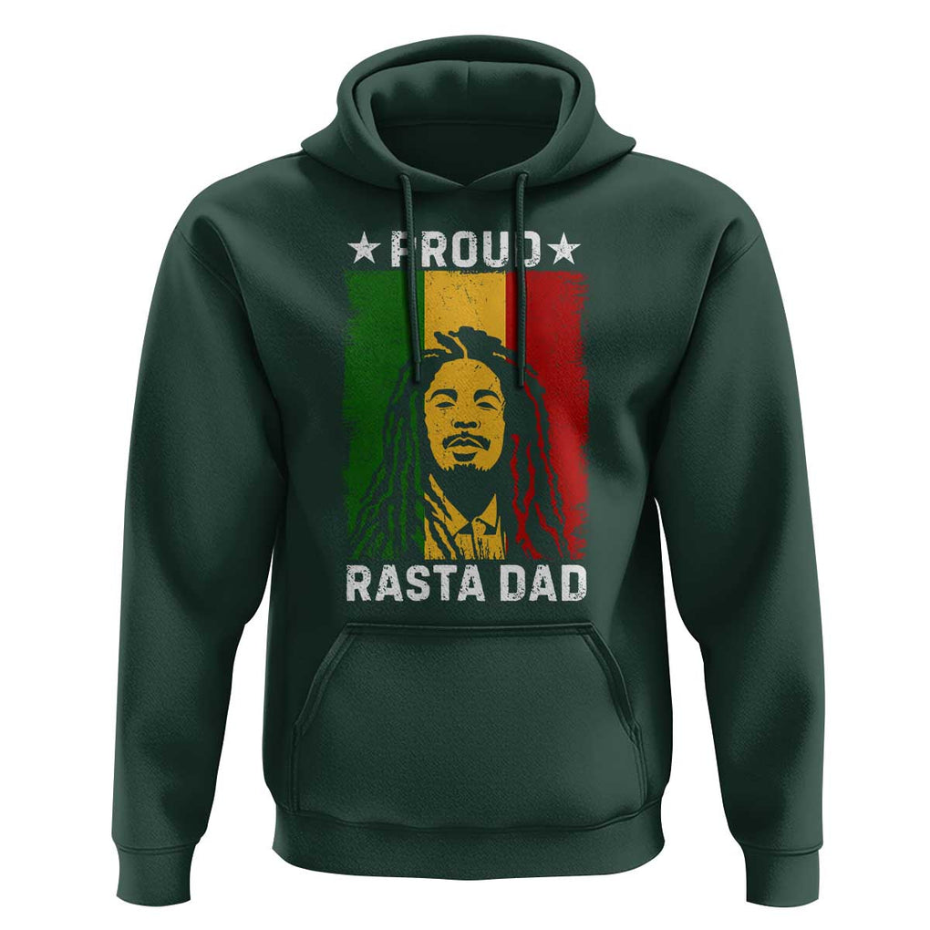 Proud Rasta Dad Hoodie Rastafarian Jamaica Father's Day TS11 Dark Forest Green Print Your Wear