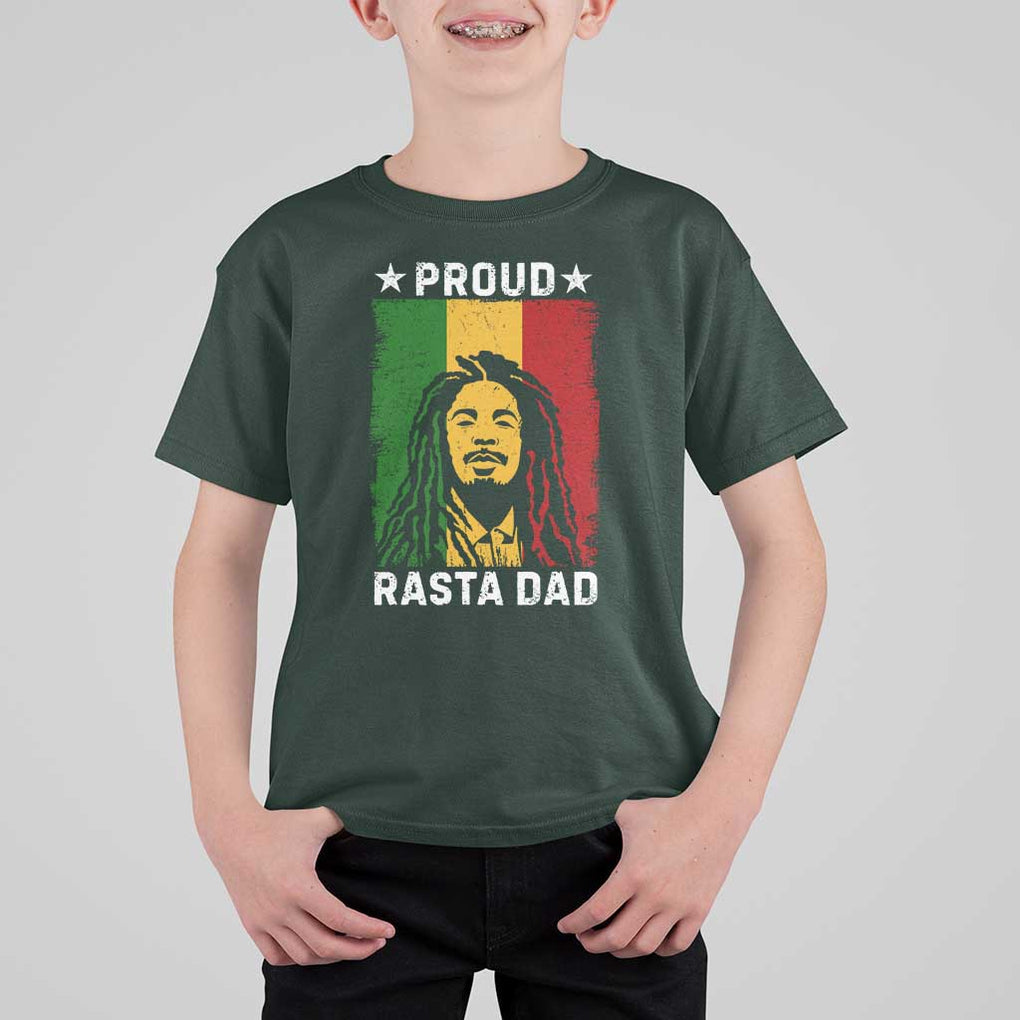 Proud Rasta Dad T Shirt For Kid Rastafarian Jamaica Father's Day TS11 Dark Forest Green Print Your Wear