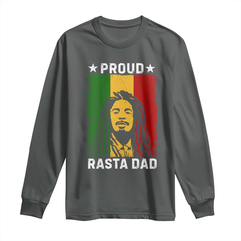 Proud Rasta Dad Long Sleeve Shirt Rastafarian Jamaica Father's Day TS11 Dark Heather Print Your Wear