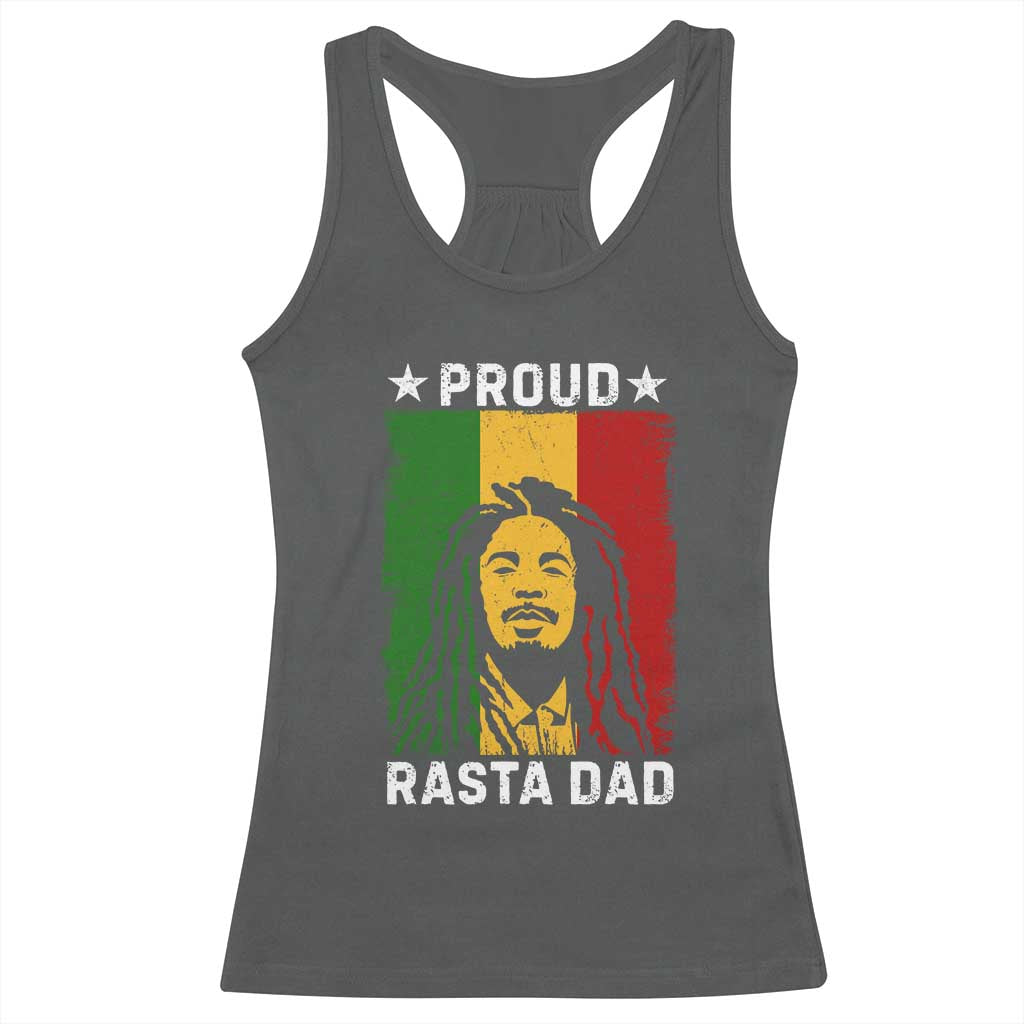 Proud Rasta Dad Racerback Tank Top Rastafarian Jamaica Father's Day TS11 Dark Heather Print Your Wear