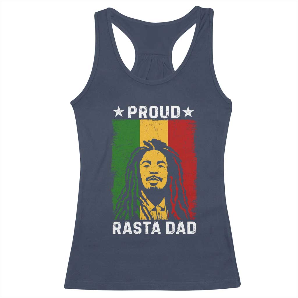 Proud Rasta Dad Racerback Tank Top Rastafarian Jamaica Father's Day TS11 Navy Print Your Wear