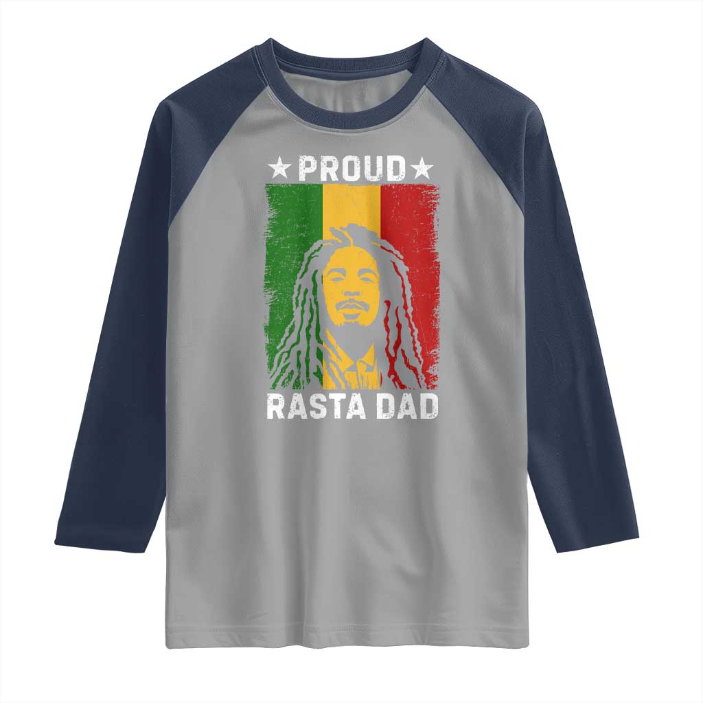 Proud Rasta Dad Raglan Shirt Rastafarian Jamaica Father's Day TS11 Sport Gray Navy Print Your Wear