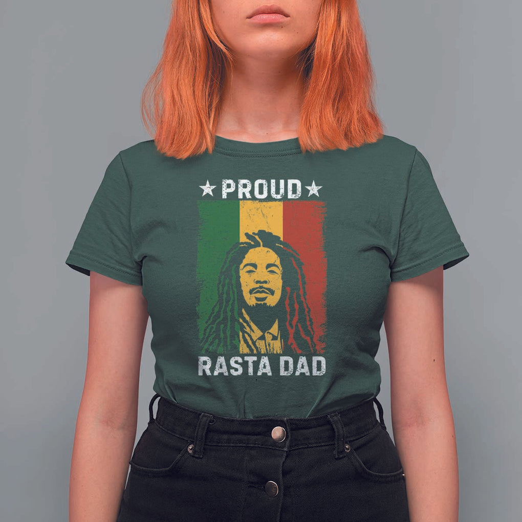 Proud Rasta Dad T Shirt For Women Rastafarian Jamaica Father's Day TS11 Dark Forest Green Print Your Wear