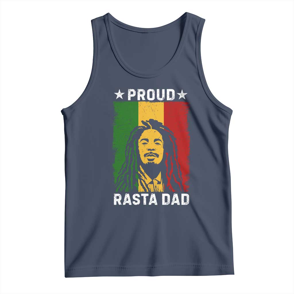 Proud Rasta Dad Tank Top Rastafarian Jamaica Father's Day TS11 Navy Print Your Wear