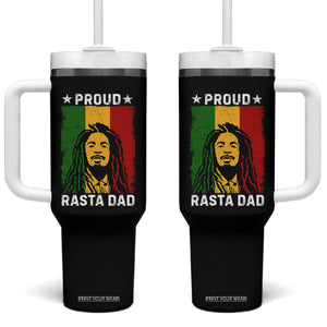 Proud Rasta Dad Tumbler With Handle Rastafarian Jamaica Father's Day TS11 One Size: 40 oz Black Print Your Wear
