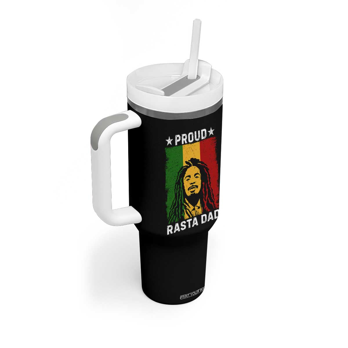 Proud Rasta Dad Tumbler With Handle Rastafarian Jamaica Father's Day TS11 Print Your Wear