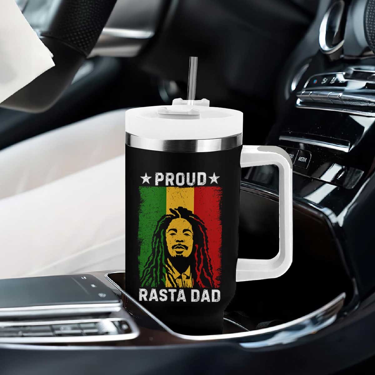 Proud Rasta Dad Tumbler With Handle Rastafarian Jamaica Father's Day TS11 Print Your Wear