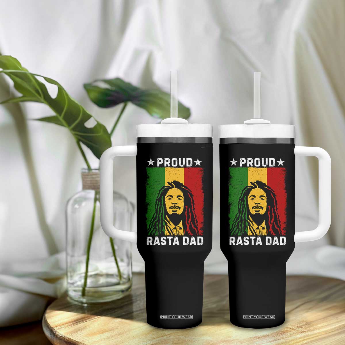 Proud Rasta Dad Tumbler With Handle Rastafarian Jamaica Father's Day TS11 Print Your Wear