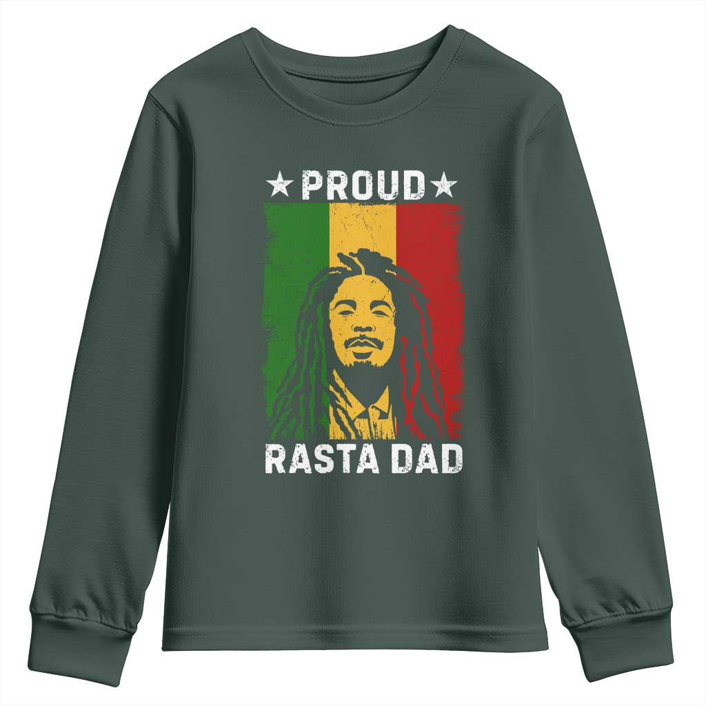 Proud Rasta Dad Youth Sweatshirt Rastafarian Jamaica Father's Day TS11 Dark Forest Green Print Your Wear